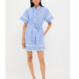 Tuckernuck Chambray Cornelia Dress Size XL Women Preppy Cotton Linen Pocket Belt